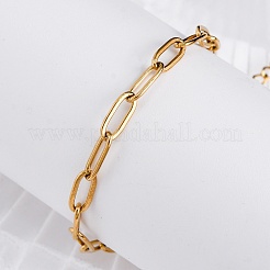 Ion Plating(IP) 304 Stainless Steel Paperclip Chain Bracelets for Women&nbsp;X-BJEW-C046-02G