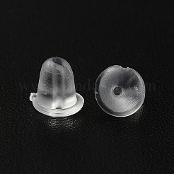500個のプラスチック製イヤーナット  ベルイヤーナッツ  耳の後ろ  透明  4x4mm  穴：1mm&nbsp;KY-FS0001-09