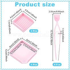 4個のABSプラスチックDIYメルティビーズヒューズビーズピンセットと8個のビーズトレイセット  ピンク  157x23.5x11mm  4pc&nbsp;DIY-NB0015-97