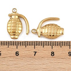 304ステンレスペンダント  手榴弾型のチャーム  イオンプレーティング（ip）  18KGP本金メッキ  18.5x13x3.5mm  穴：1.6mm&nbsp;STAS-L303-24G