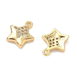 真鍮マイクロパヴェキュービックジルコニアスターチャーム  ニッケルフリー  18KGP本金メッキ  透明  10.5x9x2mm  穴：1mm&nbsp;KK-A281-19G