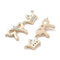 Brass Clear Cubic Zirconia Connector Charms&nbsp;KK-G523-09G