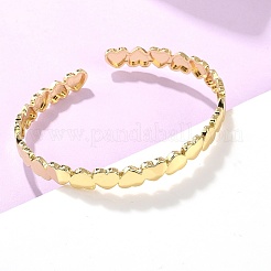 Heart Brass Cuff Bangles for Women&nbsp;BJEW-C144-01B-G