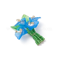 ガラスシードビーズペンダント  アクリルビーズ付きブーケチャーム  ゴールドカラー  ミックスカラー  37x31x23mm  穴：2.7mm&nbsp;PALLOY-MZ01155