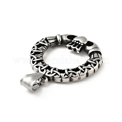 304 ステンレススチール トリニティ クラダ クラウン ハート ペンダント  アンティークシルバー  34.5x31.5x4mm  穴：7x4mm&nbsp;STAS-P309-10AS