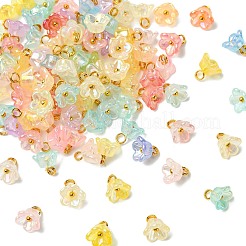 透明アクリルフラワーチャーム100個  真鍮のループを有します  ゴールドカラー  ミックスカラー  7.4mm  穴：1.8mm&nbsp;PALLOY-CJ00183