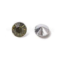 模造台湾アクリルラインストーン尖底カボション  多面カット  ダイヤモンド  ダークオリーブグリーン  5x4mm&nbsp;GACR-A003-5mm-29