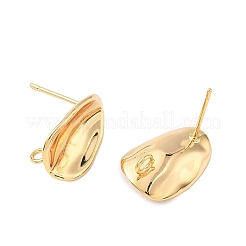 真鍮製スタッドピアスパーツ  ナゲット  ニッケルフリー  カン付き  18KGP本金メッキ  15x11mm  穴：1.2mm  ピン：0.7x11.5mm&nbsp;KK-D024-07G