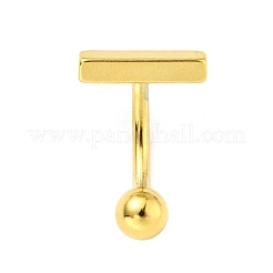 304ステンレススチールT字型カーブバーベル  女性のためのピアスへそリング  ゴールドカラー  18x12mm  ピン：1.6mm&nbsp;AJEW-G041-04G