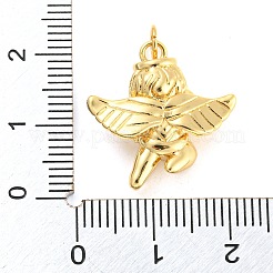 真鍮チャーム  丸カン付き  キューピッドチャーム  ゴールドカラー  20x20x6.5mm  穴：3mm&nbsp;LS-KK-Q794-03D-G