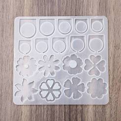 DIY リング型  シリコーン鋳造金型  UVレジン用  エポキシ樹脂工芸品作り  花  ホワイト  116x124x5.5mm&nbsp;AJEW-U020-03A