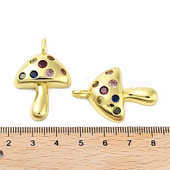 ラックメッキ真鍮マイクロパヴェキュービックジルコニアペンダント  長持ちメッキ  18KGP本金メッキ  カドミウムフリー＆鉛フリー  キノコ  36.5x24x7.5mm  穴：4.8x3mm&nbsp;KK-A205-01G-01