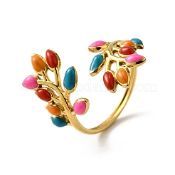 304 Stainless Steel Enamel Cuff Rings&nbsp;RJEW-D309-01G