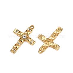 304ステンレススチールラインストーンペンダント  イオンプレーティング（ip）  クロスチャーム  クリスタル  25x17x3.5mm  穴：1.2mm&nbsp;STAS-L290-38G