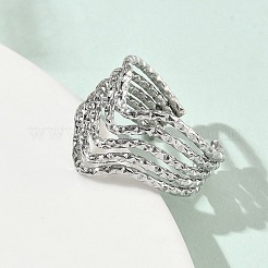 304 Stainless Steel Multi Layer Cuff Open Rings for Women&nbsp;RJEW-A095-04P
