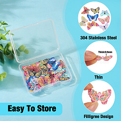 32Pcs 8 Styles Spray Painted 430 Stainless Steel Filigree Pendants&nbsp;STAS-TA0002-23