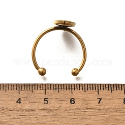 304ステンレス鋼オープンカフリング部品  パッドリングセッティング  馬の目  ゴールドカラー  馬の目：17x9mm  調整可能  トレイ：16x8mm&nbsp;X-STAS-M057-01F-G
