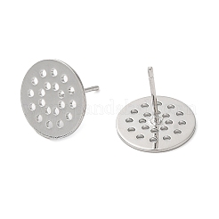 真鍮のスタッドのイヤリングパーツ  ニッケルフリー  フラットラウンド  プラチナメッキ  12mm  穴：1mm  ピン：0.7mm&nbsp;KK-C028-14P