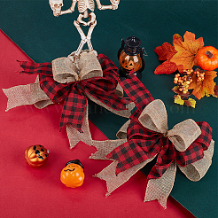 2Pcs Tartan Pattern Linen Type Cloth Bowknot Display Decoration&nbsp;AJEW-SP0003-67