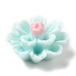 オペーク樹脂カボション  3 Dの花  アクアマリン  11.5x6.5mm&nbsp;RESI-C036-02F