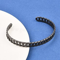 316サージカルステンレススチールカーブチェーンカフバングル  アンティークシルバー  1/4インチ（0.8cm）  内径：1-7/8x2-5/8インチ（4.9x6.8cm）&nbsp;BJEW-C125-01AS