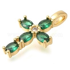 Brass Pave Clear Cubic Zirconia Pendants&nbsp;KK-M101-01G-01