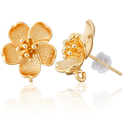 4 Pair Brass Stud Earring Findings&nbsp;KK-BBC0020-02