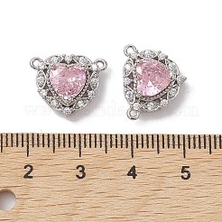 Rack Plating Brass Pave Misty Rose Cubic Zirconia Connector Charms&nbsp;KK-K360-21P
