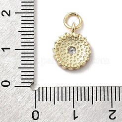 真鍮製マイクロパヴェキュービックジルコニアペンダント  花のチャーム  エナメルと丸カン付き  カドミウムフリー＆鉛フリー  ラックめっき  長持ちメッキ  18KGP本金メッキ  ディープスカイブルー  12.5x10x2mm  穴：3.4mm&nbsp;KK-A278-09G-03
