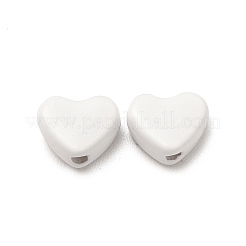 ハートスプレー塗装合金ビーズ  カドミウムフリー＆ニッケルフリー＆鉛フリー  ホワイト  5x6x3mm  穴：1.2mm&nbsp;FIND-G053-01O