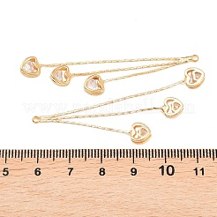 真鍮製、キュービックジルコニアの大きなペンダント  ハート  18KGP本金メッキ  57x6.5x3mm  穴：1.4mm&nbsp;KK-L261-19B-G