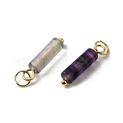 天然石蛍石ペンダント  304ステンレススチールの丸カン付きコラムチャーム  ゴールドカラー  18.5~19x4~4.5mm  穴：3.5mm&nbsp;X-STAS-C120-01G-05