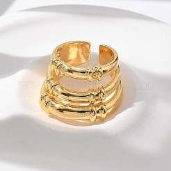 女性用真鍮トリプルカフリング  カドミウムフリー＆ニッケルフリー＆鉛フリー  18KGP本金メッキ  15mm&nbsp;RJEW-U041-15G