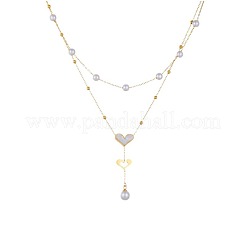 304 Stainless Steel Double Layer Necklaces for Women&nbsp;FS-WGA608E-01