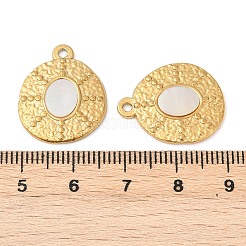 304 Stainless Steel Natural White Shell Pendants&nbsp;STAS-L288-05G-02
