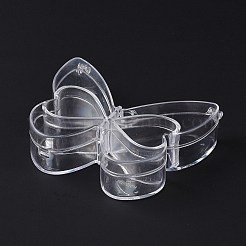 6グリッド透明プラスチックボックス  小さなジュエリーやビーズ用の蝶形のビーズ容器  透明  10.95x9.25x2.9cm  穴：9mm  内径：39~49x33~52x25mm&nbsp;CON-B009-01