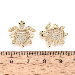 Brass Micro Pave Clear and Black Cubic Zirconia Turtle Links Connector Charms&nbsp;KK-T074-124G