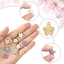 40本4色合金エナメルチャーム  花  ミックスカラー  15x13x2.5mm  穴：1.5mm  10個/カラー&nbsp;ENAM-FS0003-37