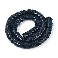 天然淡水シェルビーズ連売り  ディスク  染め  ヒシビーズ  プルシアンブルー  9~10.5x0.5~3mm  穴：1mm  約202~211個/連  15.16~15.75インチ（38.5~40cm）&nbsp;SHEL-N037-03A-02