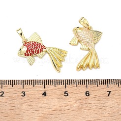 真鍮製エナメルペンダント  魚のチャーム  ゴールドカラー  ミックスカラー  24x17x4mm  穴：6x3.5mm&nbsp;KK-K417-06G