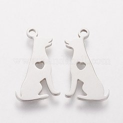 Non-Tarnish 201 Stainless Steel Puppy Pendants&nbsp;STAS-S105-T443