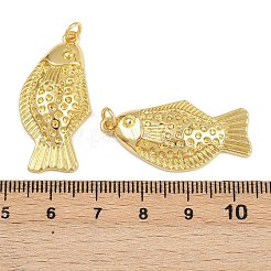 真鍮チャーム  魚のチャーム  丸カン付き  ラックめっき  鉛フリー＆カドミウムフリー  長持ちメッキ  18KGP本金メッキ  34.5x16x5mm  穴：3.4mm&nbsp;KK-L240-27G