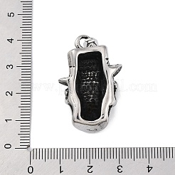 304ステンレスペンダント  帽子チャーム付きスカル  アンティークシルバー  33.5x22.5x13.5mm  穴：8x4.5mm&nbsp;STAS-Q339-02B-AS