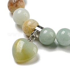 8.5mm Round Natural Flower Amazonite Beaded Stretch Bracelets&nbsp;BJEW-C074-01R