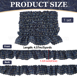 ポリエステルのしわリボン  衣服アクセサリー用のウェビングストラップ  タータン模様  ブラック  1-3/4インチ（45mm）  約5.00ヤード（4.57m）/セット&nbsp;DIY-FG0010-70A