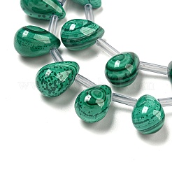 天然マラカイトビーズ連売り  ティアドロップ  トップ掘削  12.5x8mm  穴：0.8mm  約17個/連  7.87''（20センチメートル）&nbsp;G-Q185-A01-02