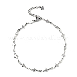 304 Stainless Steel Cross Link Chain Anklets for Women&nbsp;AJEW-AN00679-02