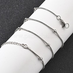 女性用真鍮サテライトチェーンネックレス  304ステンレススチール製カニカン付き  ラックめっき  鉛フリー＆カドミウムフリー  長持ちメッキ  プラチナ  17.87x0.04インチ（45.4x0.1cm）&nbsp;NJEW-D302-16P