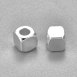 201ステンレスビーズ  正方形  銀  3x3x3mm  穴：1.6mm&nbsp;LS-STAS-P223-09S-01