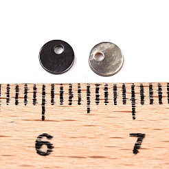 天然な黒リップシェルフラットラウンドのチャーム  4x1mm  穴：1mm&nbsp;SHEL-T020-08